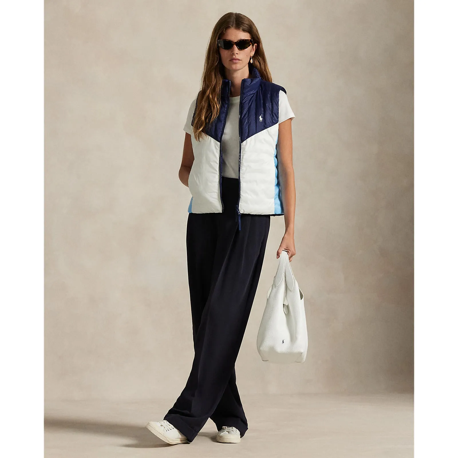 Rlx Ralph Lauren Women'S Reversible Quilted Ripstop Vest - Ceramic White/Refined Navy Father's Day Sale