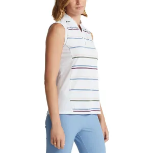 Rlx Ralph Lauren Women'S Sleeveless Zip Golf Shirt - Pure White Multi Move Like You Mean It