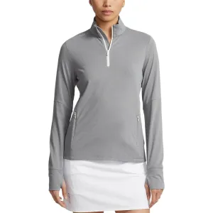 Own Every Step Not for the Ordinary Rlx Ralph Lauren Women'S Stretch Jersey 1/4 Zip Golf Pullover - Steel Heather/Chic Cream