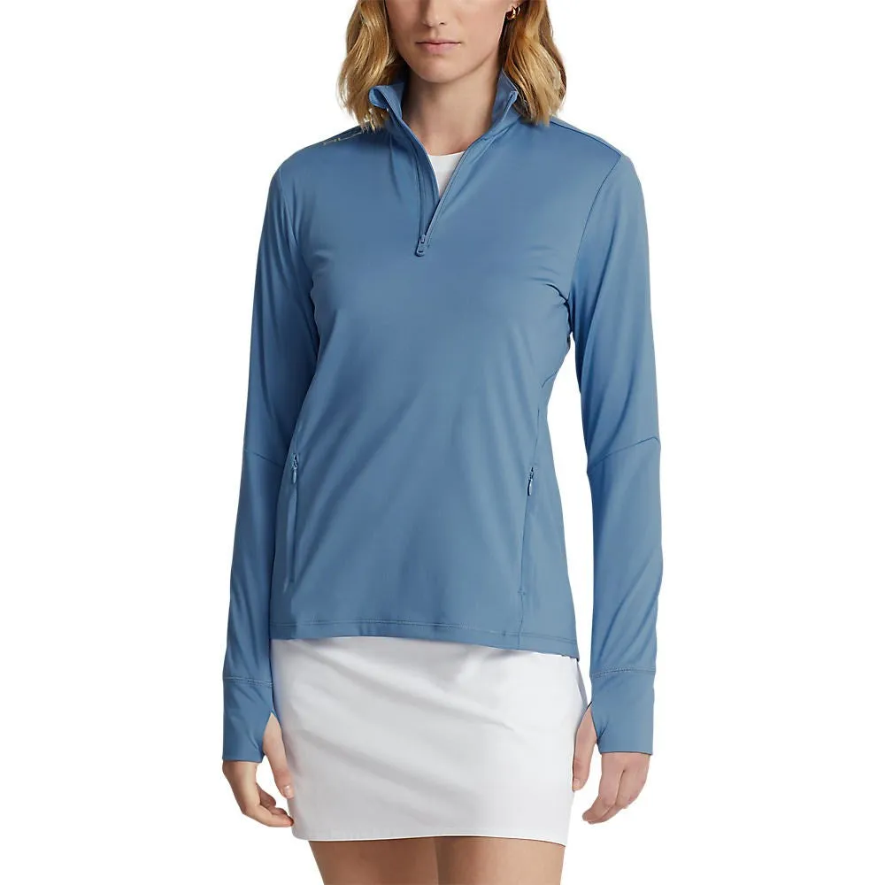 Rlx Ralph Lauren Women'S Stretch Jersey Quarter Zip Golf Pullover - Hatteras Blue Exclusive Deal Cyber Monday Sale