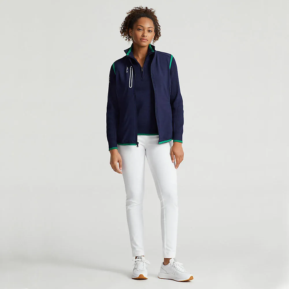 Rlx Ralph Lauren Women'S Tech Terry Full Zip Golf Vest - French Navy/Cruise Green Walk with Purpose