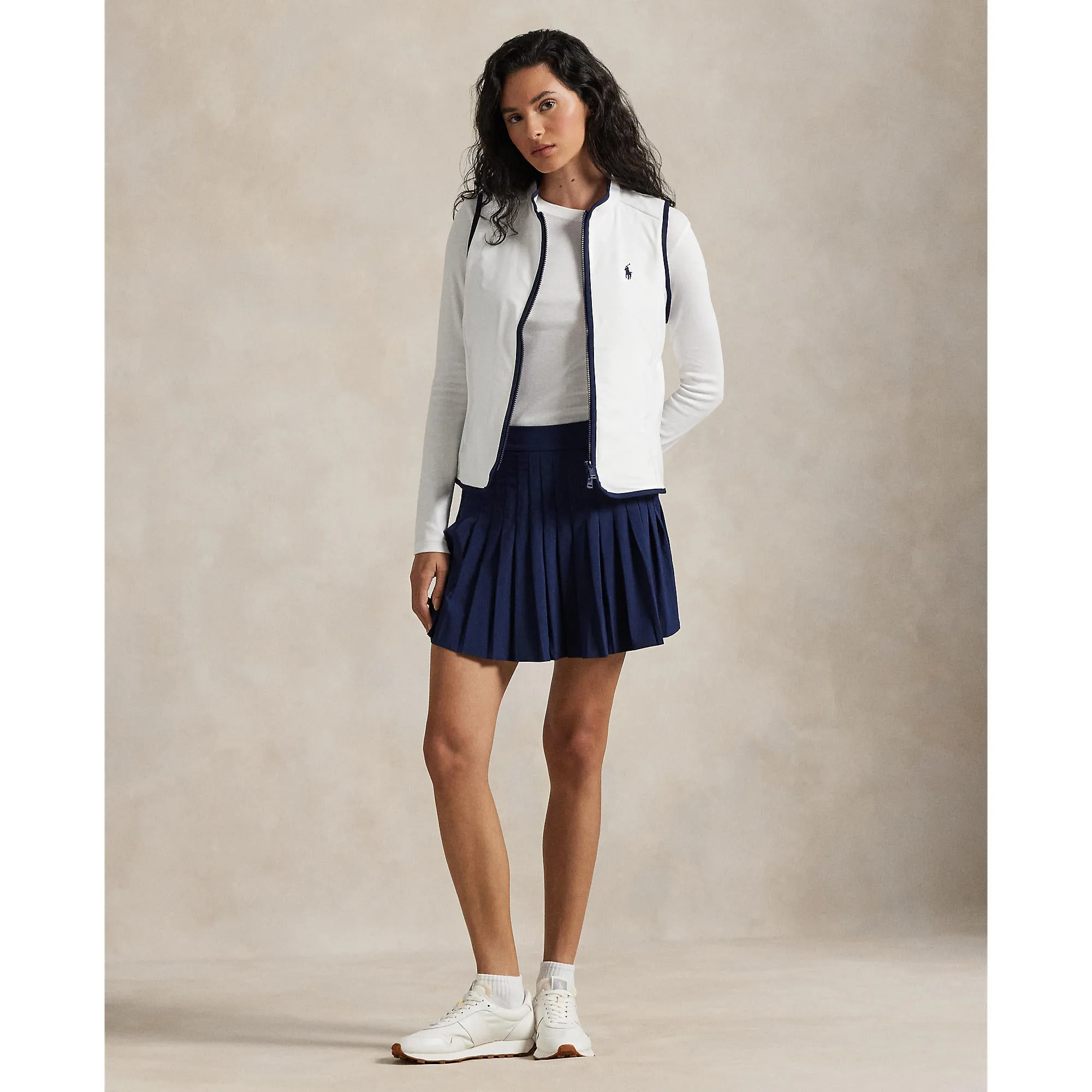 Built to Move You Rlx Ralph Lauren Women'S Tech Terry Golf Vest - Ceramic White/Refined Navy
