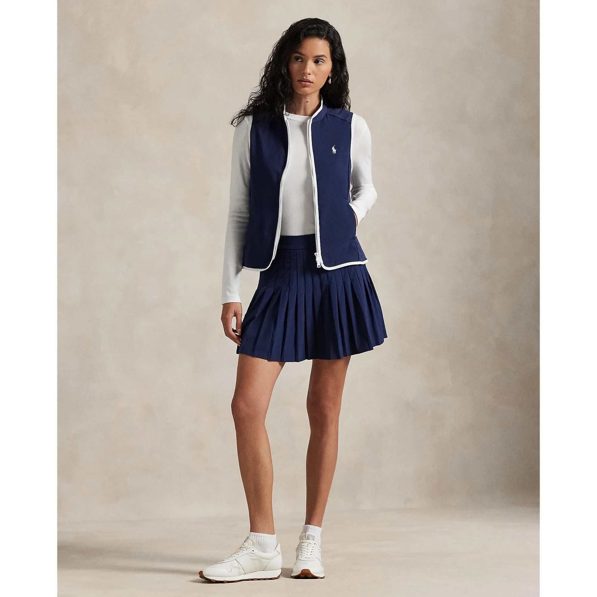 Built to Move You Autumn Sale Rlx Ralph Lauren Women'S Tech Terry Golf Vest - Refined Navy/Ceramic White