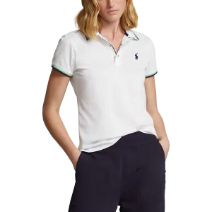 Rlx Ralph Lauren Women'S Tour Pique Golf Polo Shirt - Pure White/Navy/Green Rise Every Time Christmas Eve Sale