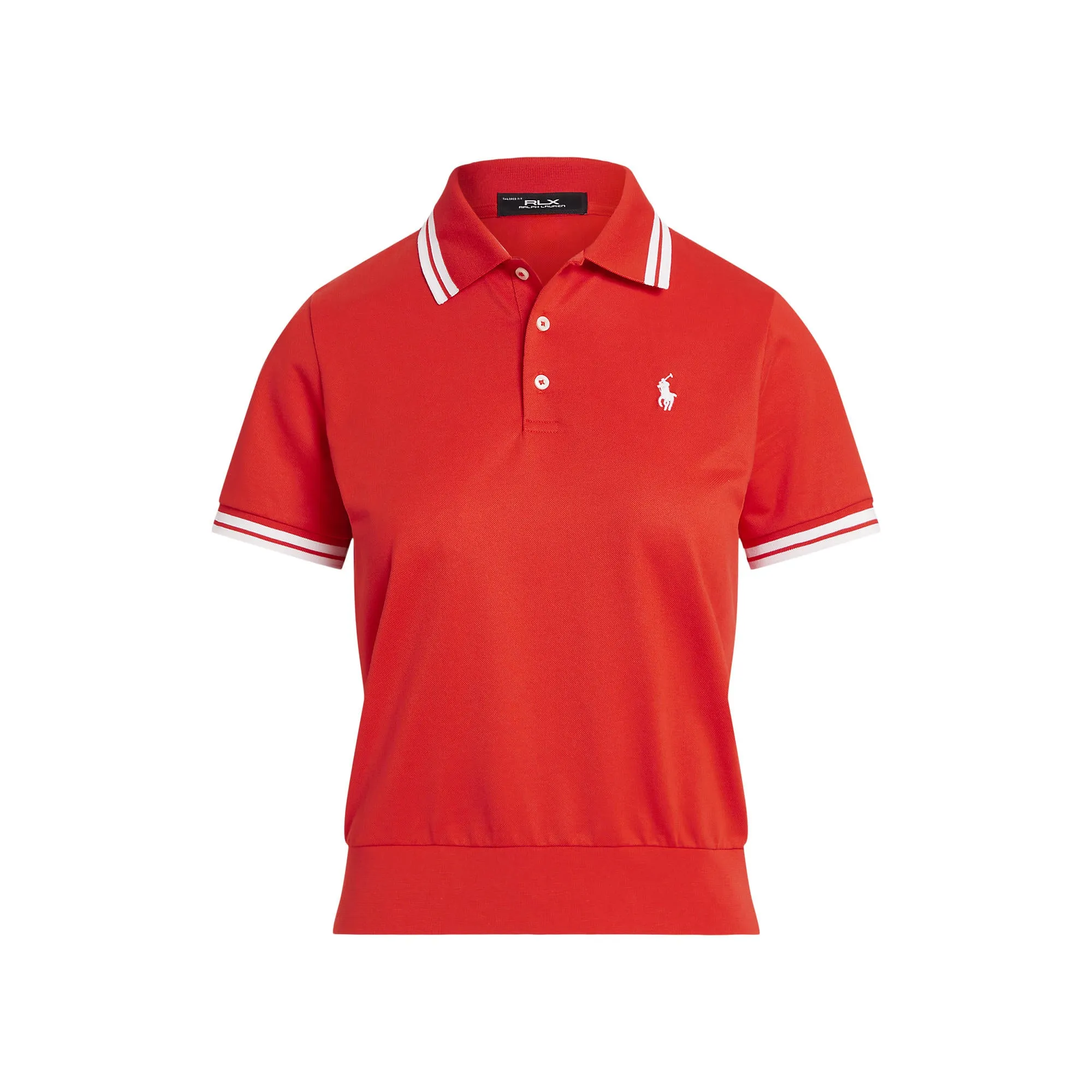 Limited Time Offer Rlx Ralph Lauren Women'S Tour Pique Golf Shirt - Bright Poppy/Ceramic White
