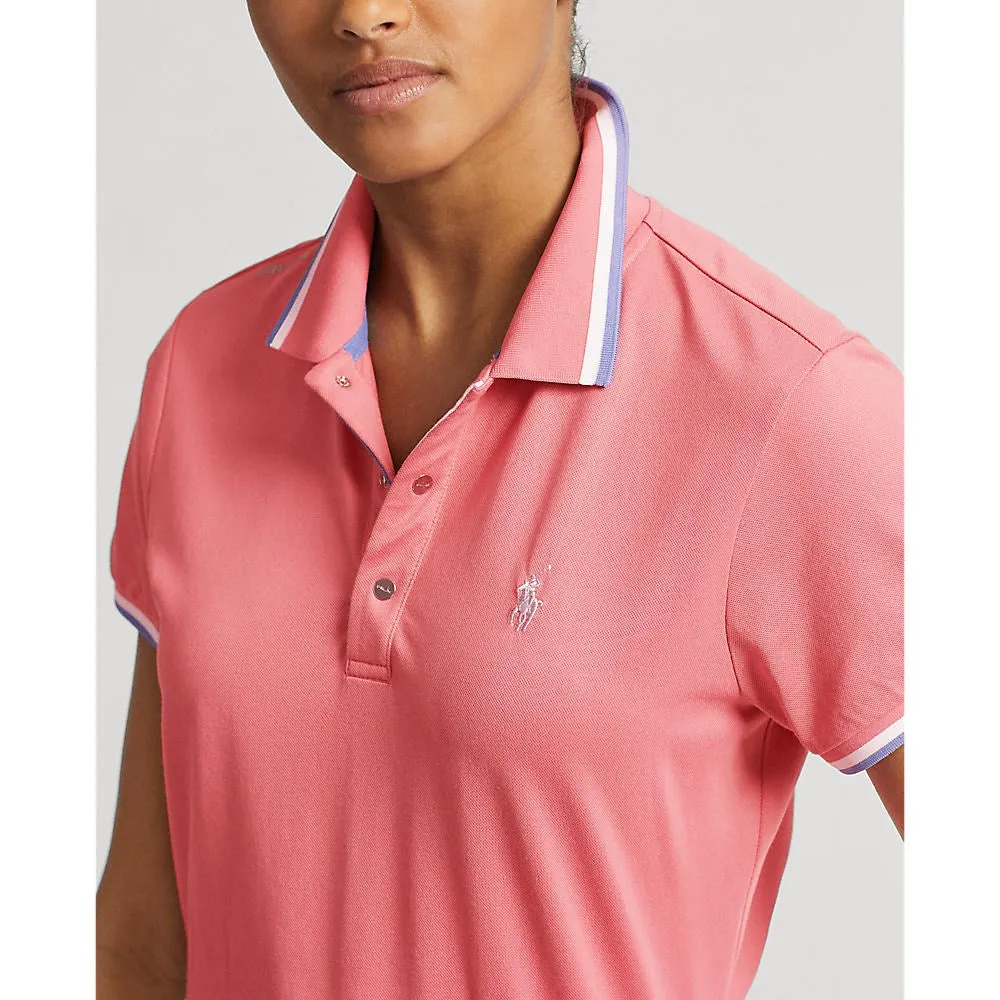 Rlx Ralph Lauren Women'S Tour Pique Golf Shirt - Desert Rose/White/Hatteras Blue Rise Every Time Black Friday Exclusive