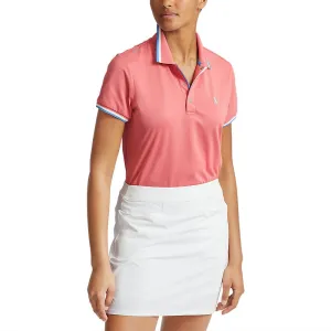Rlx Ralph Lauren Women'S Tour Pique Golf Shirt - Desert Rose/White/Hatteras Blue Move Beyond Ordinary Designed to Dominate