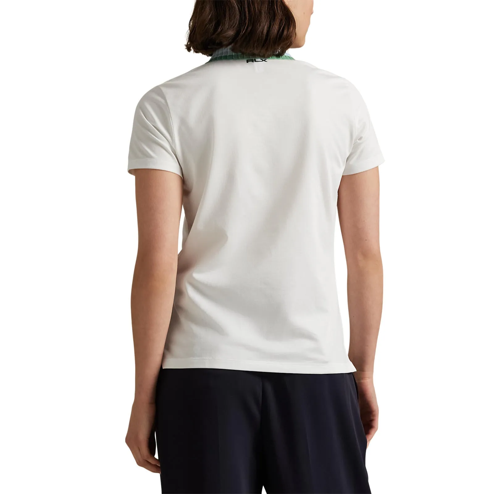 Black Friday Deal Rlx Ralph Lauren Women'S Tour Pique Knit-Collar Polo Golf Shirt - Ceramic White/Refined Navy Multi