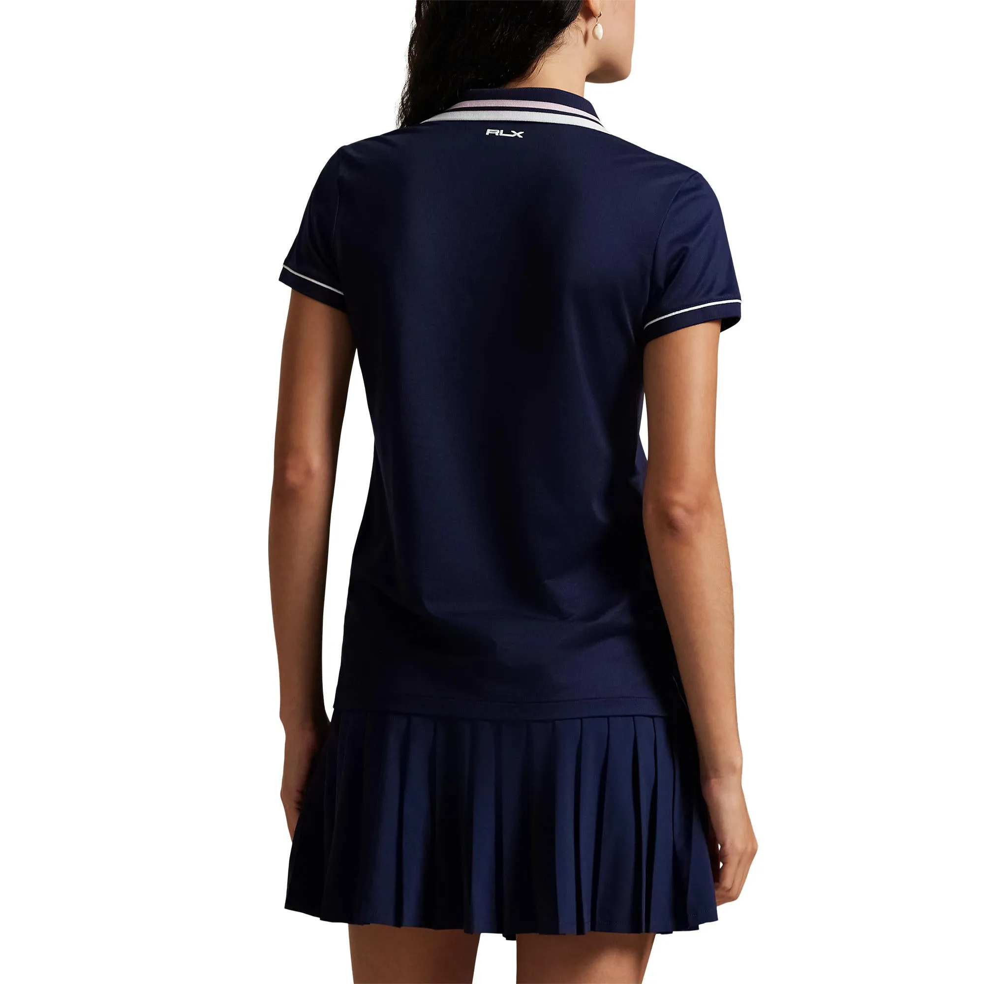 President's Day Sale Own the Streets Rlx Ralph Lauren Women'S Tour Pique Polo Shirt - Navy/White/Garden Pink