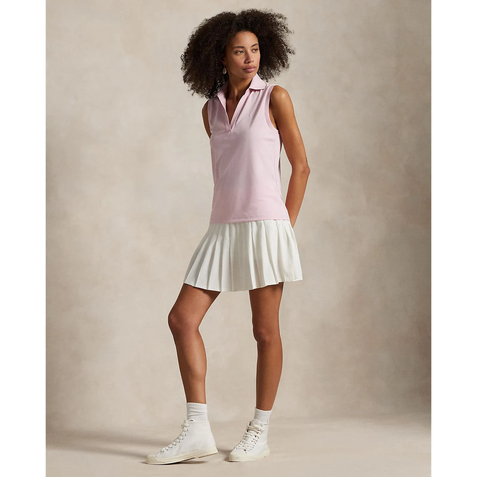 Built to Move You Back To School Sale Rlx Ralph Lauren Women'S Tour Pique V-Neck Sleeveless Polo Shirt - Garden Pink