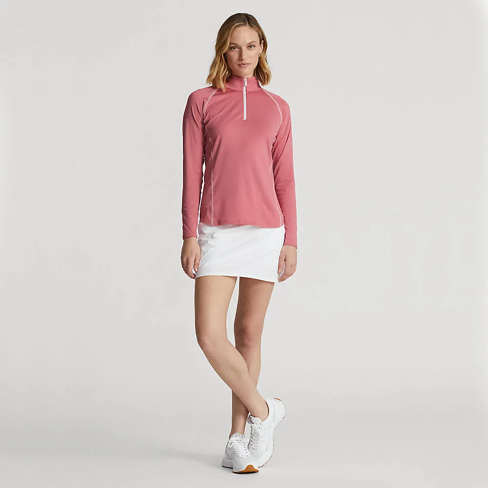 President's Day Sale Rlx Ralph Lauren Women'S Uv Jersey 1/4 Zip Pullover - Desert Rose/Pure White