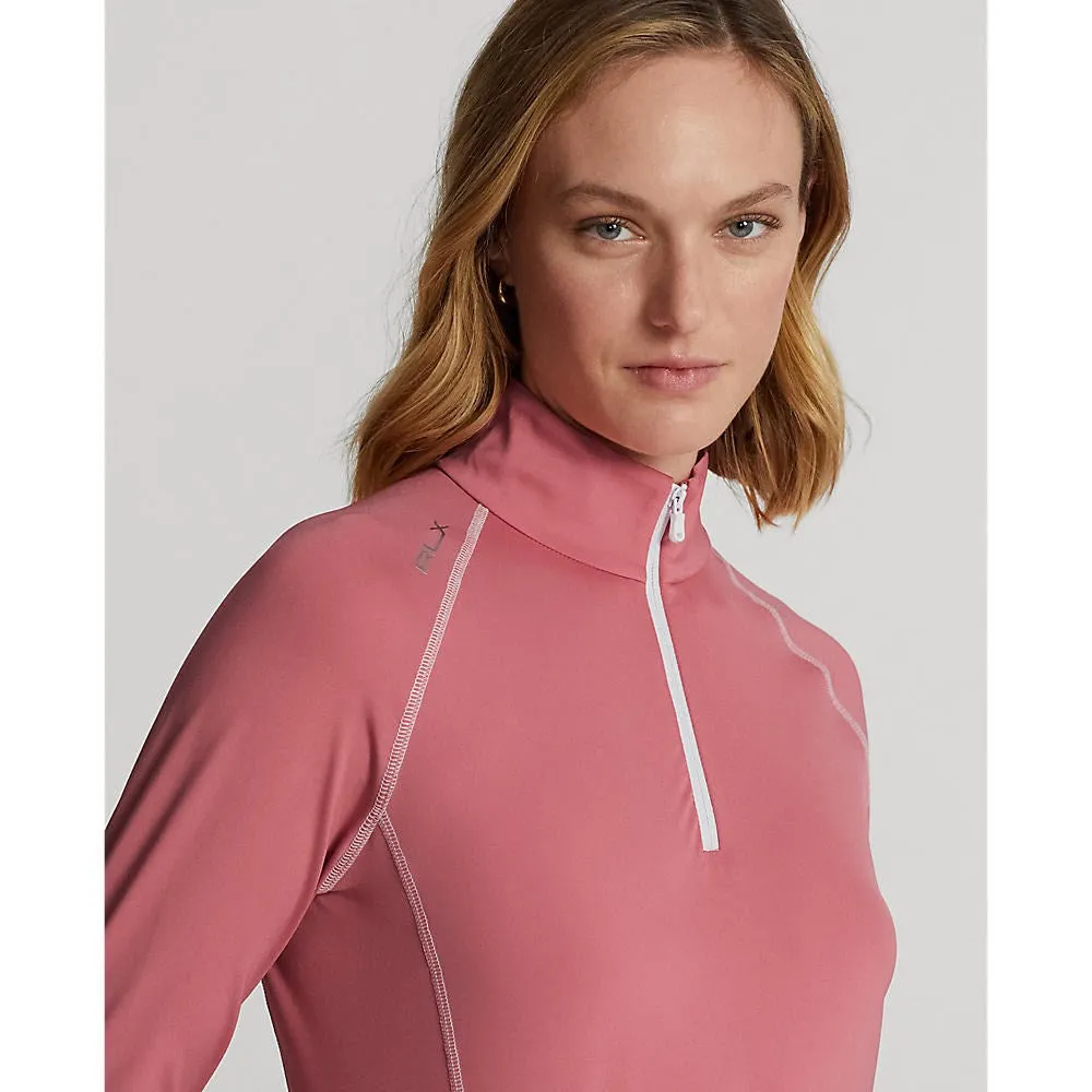Rlx Ralph Lauren Women'S Uv Jersey 1/4 Zip Pullover - Desert Rose/Pure White Feel the Energy Autumn Sale