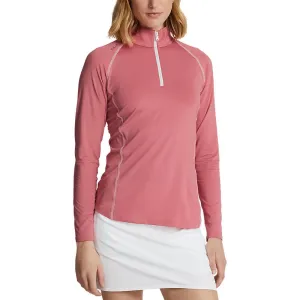 Rlx Ralph Lauren Women'S Uv Jersey 1/4 Zip Pullover - Desert Rose/Pure White Step Into Strength