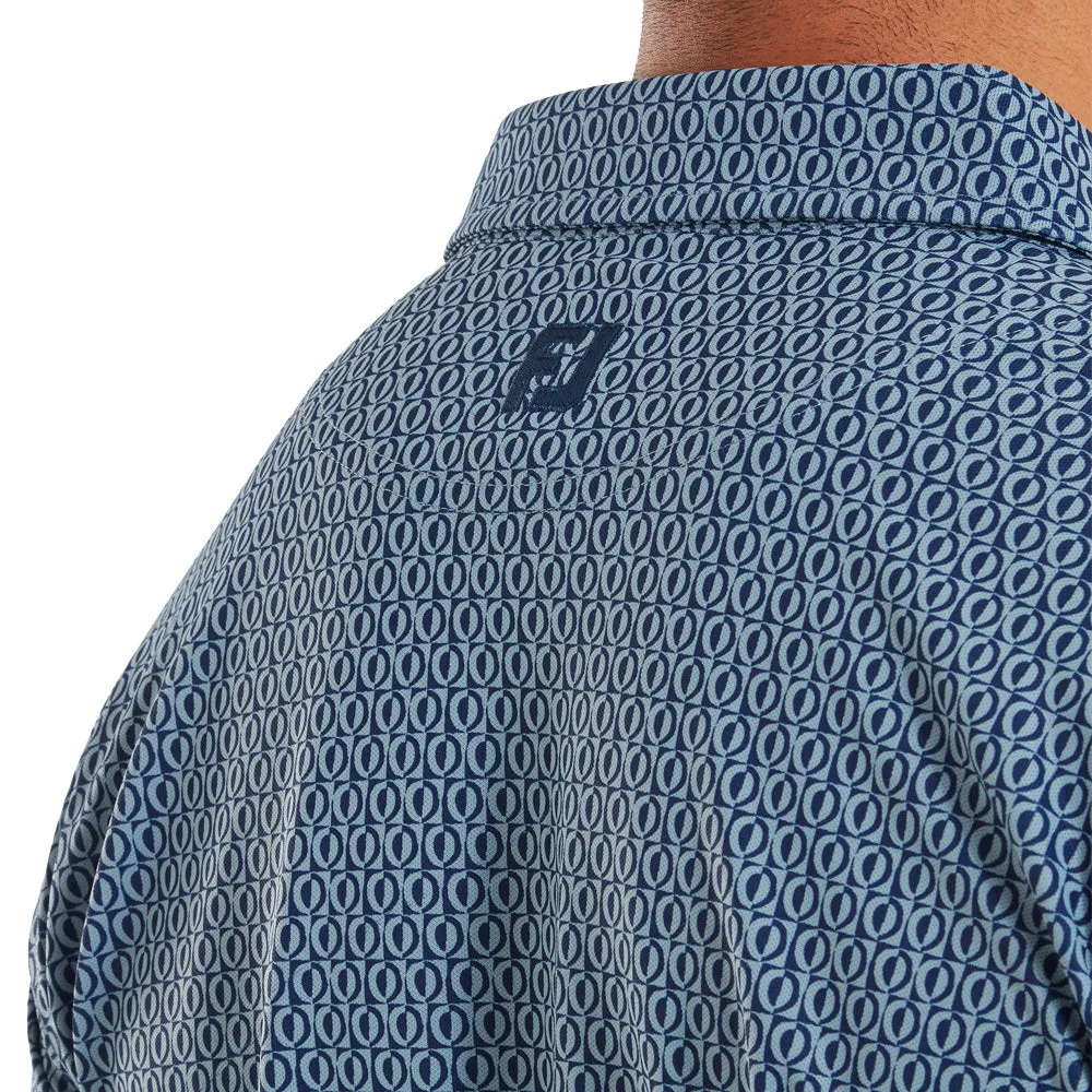 Footjoy Modernist Geo Print Pique Polo Shirt - Steel Blue/Navy Define Your Own Way