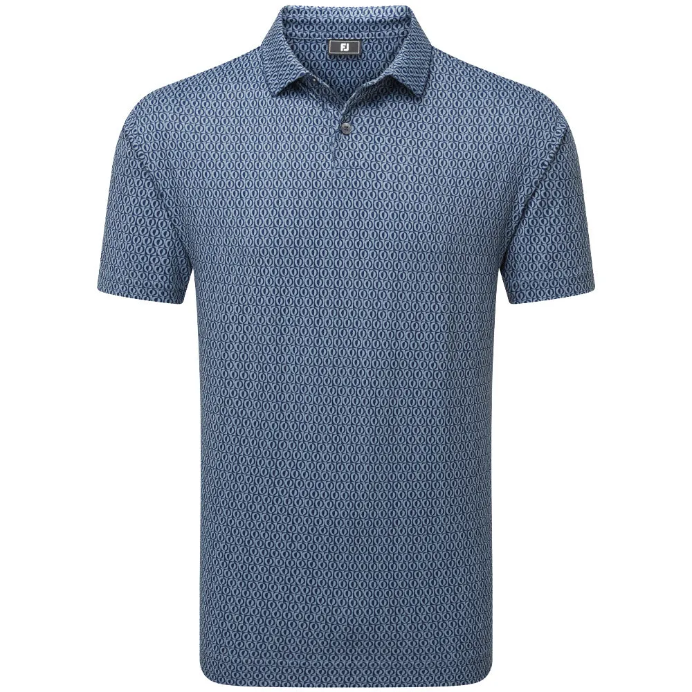 Step Out Boldly Footjoy Modernist Geo Print Pique Polo Shirt - Steel Blue/Navy