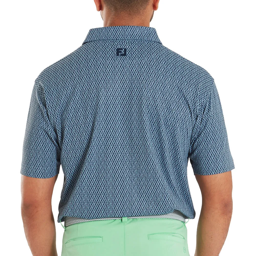 Empower Your Journey Footjoy Modernist Geo Print Pique Polo Shirt - Steel Blue/Navy