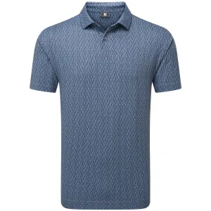 Step Out Boldly Footjoy Modernist Geo Print Pique Polo Shirt - Steel Blue/Navy
