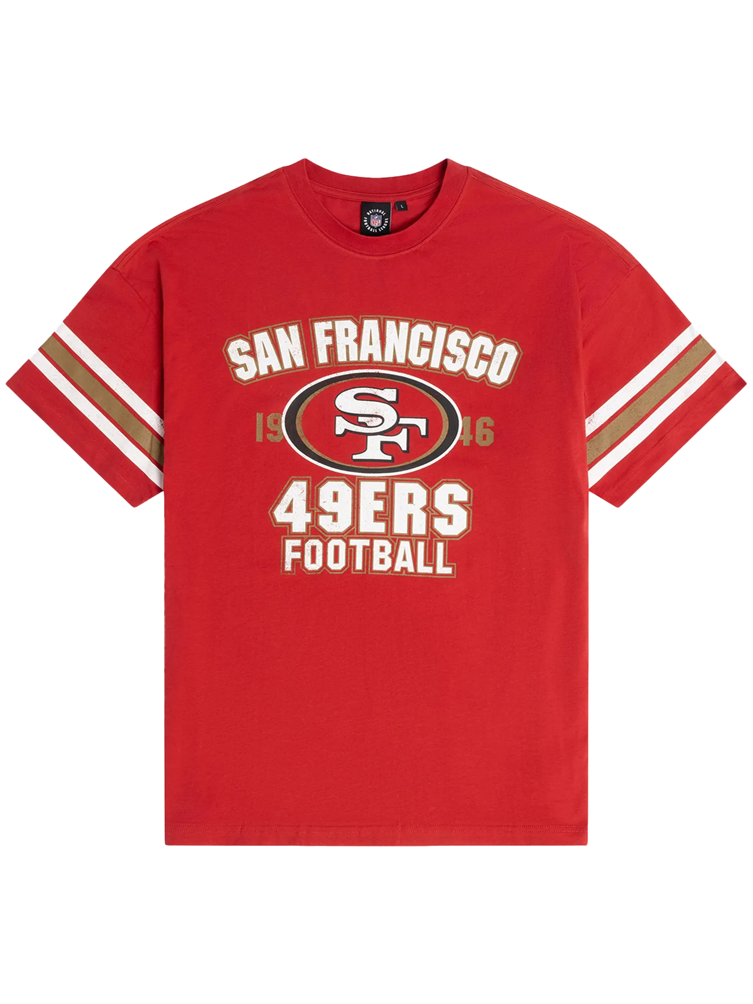 San Francisco 49ers Majestic NFL Vintage Stripe Oversized T-Shirt - Red