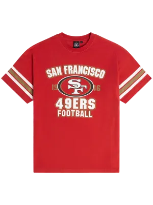 San Francisco 49ers Majestic NFL Vintage Stripe Oversized T-Shirt - Red