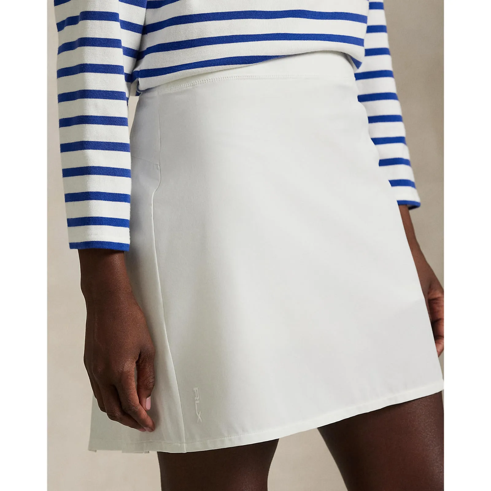 Gear Up and Go Rlx Ralph Lauren Women'S 17" Aim Pleated Back Golf Skort - Ceramic White