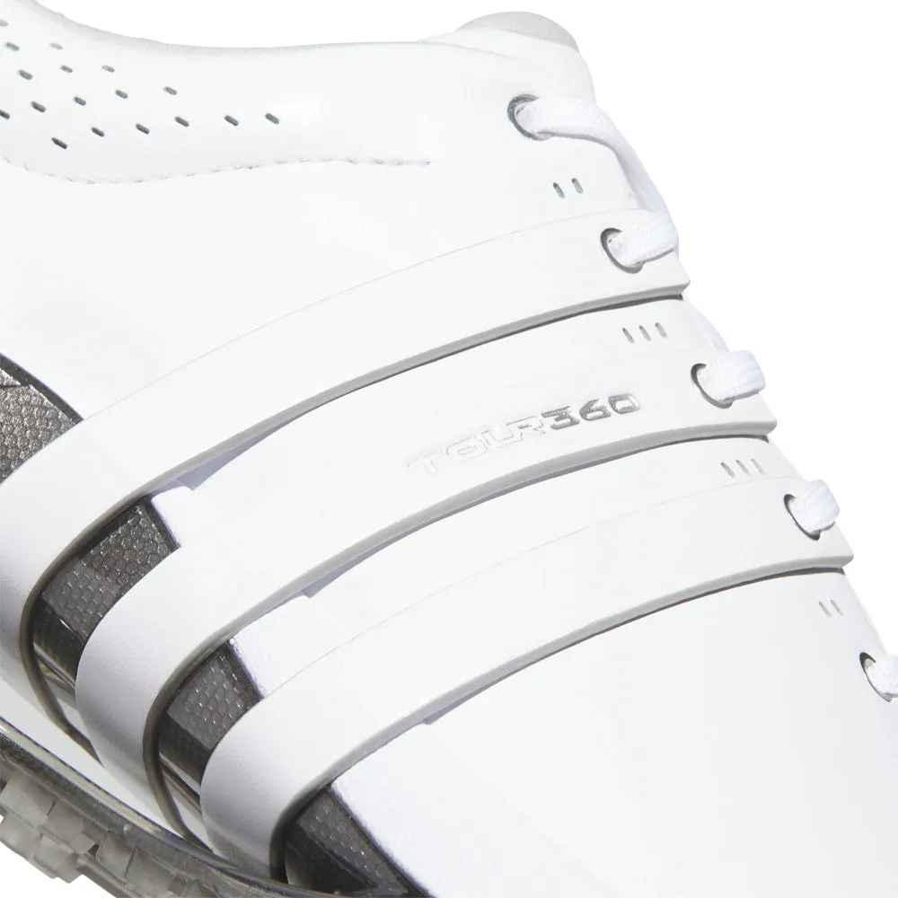 Step Out Boldly Adidas Tour360 Spikeless Waterproof Shoes - White/White/Silver Metallic