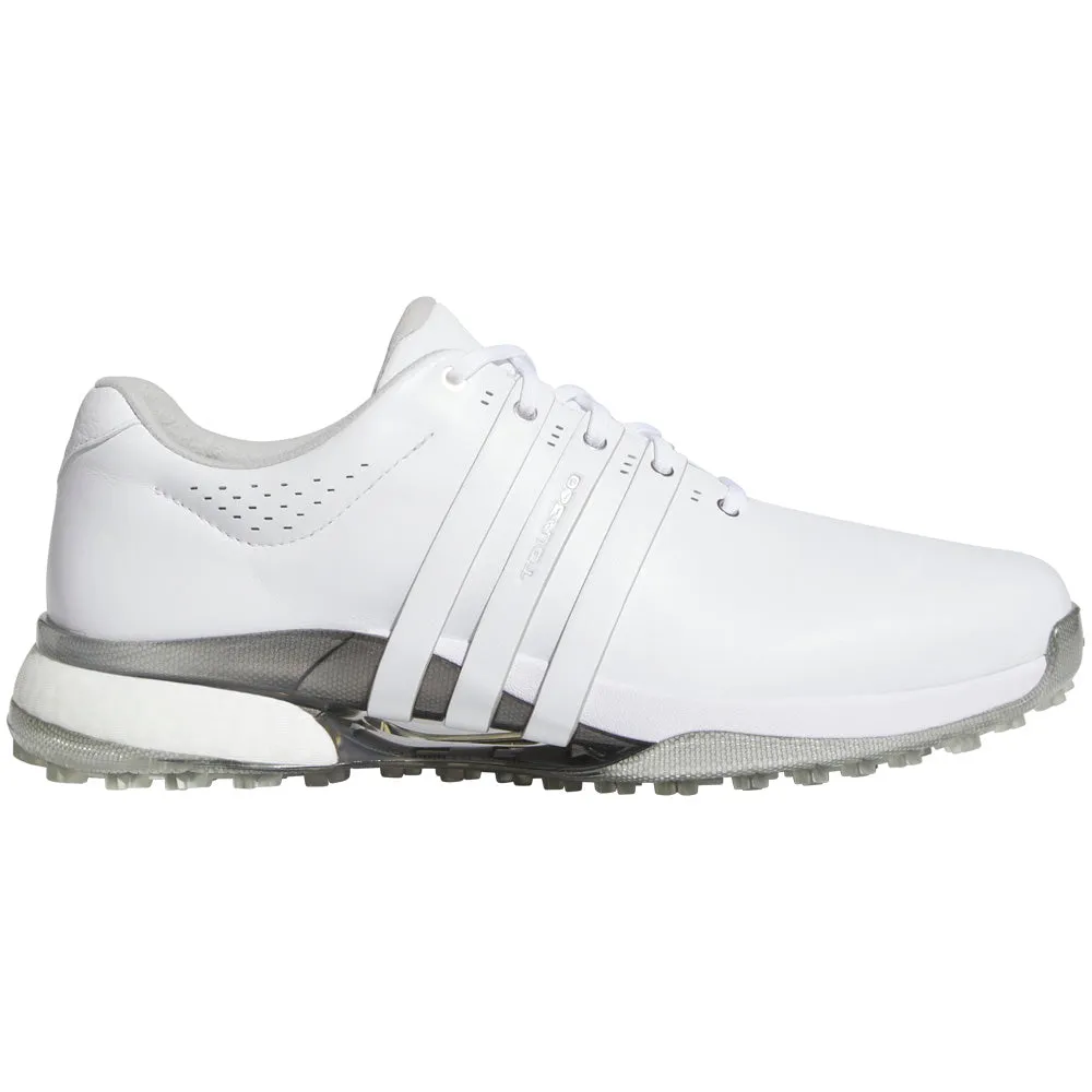 Made to Turn Heads Adidas Tour360 Spikeless Waterproof Shoes - White/White/Silver Metallic