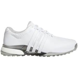 Made to Turn Heads Adidas Tour360 Spikeless Waterproof Shoes - White/White/Silver Metallic