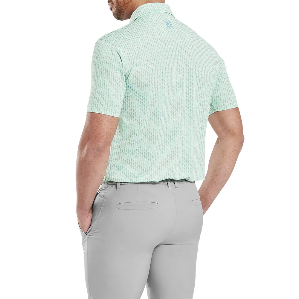 Footwear for the Fearless Footjoy Figure Print Lisle Polo Shirt - Pistachio/Bluejay