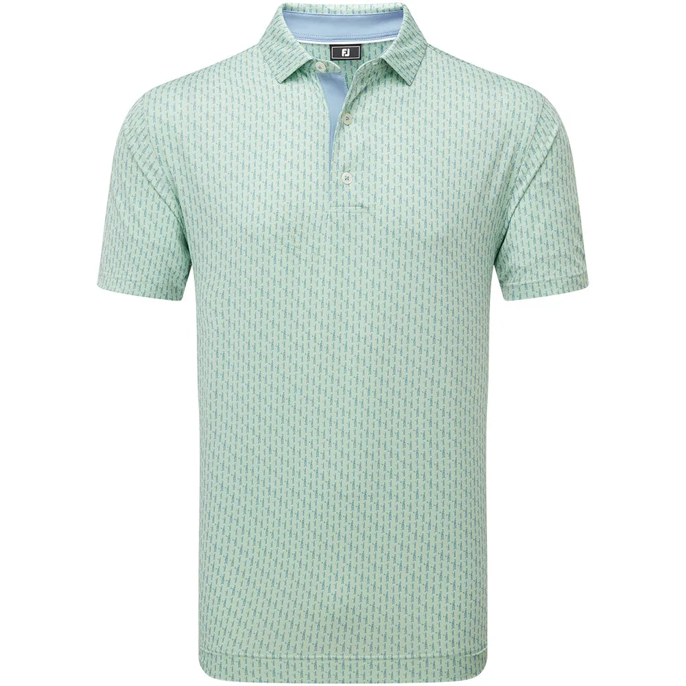 Footjoy Figure Print Lisle Polo Shirt - Pistachio/Bluejay Independence Day Sale All Saints' Day Sale