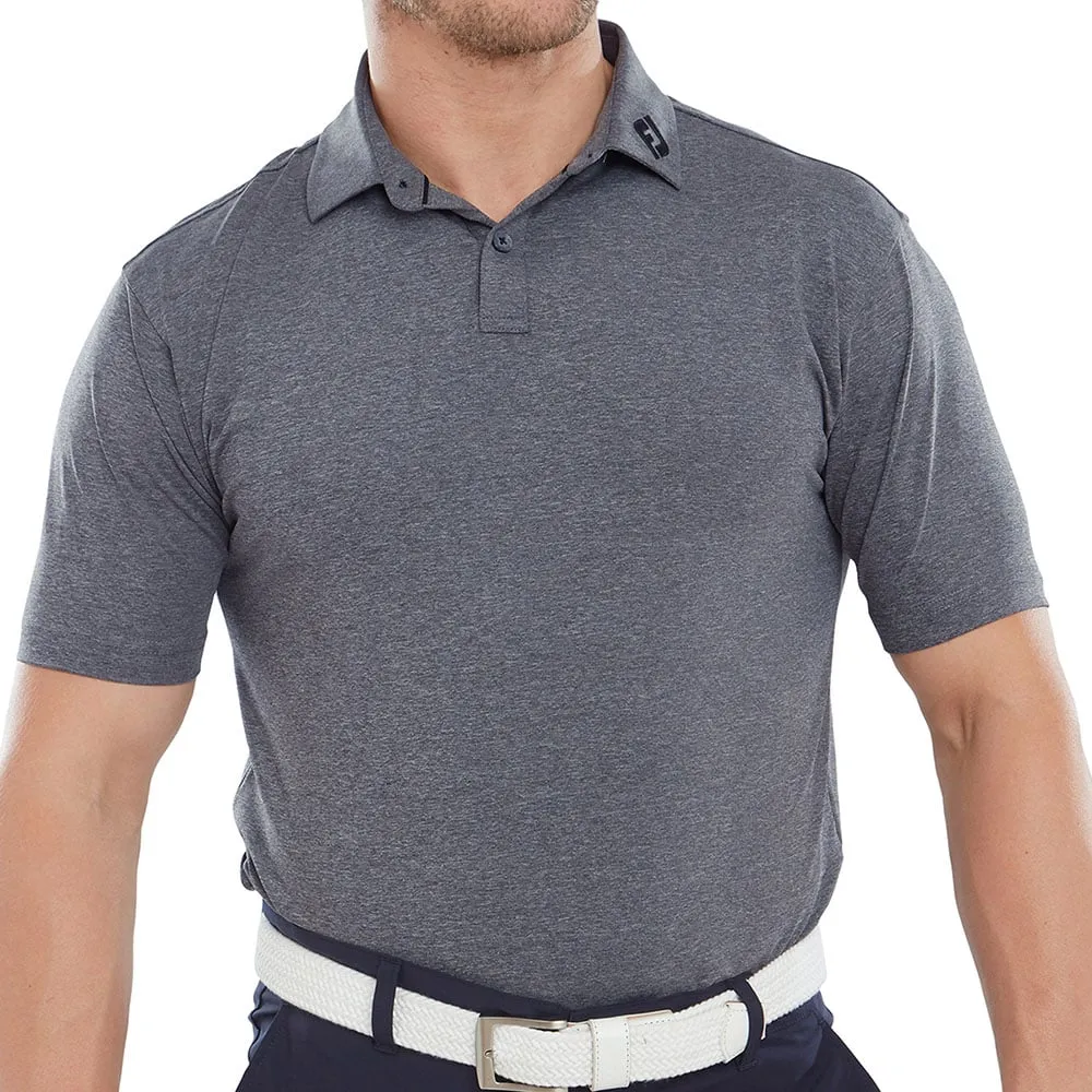Footjoy Heather Self Collar Polo Shirt - Navy Rise Every Time Lead with Style