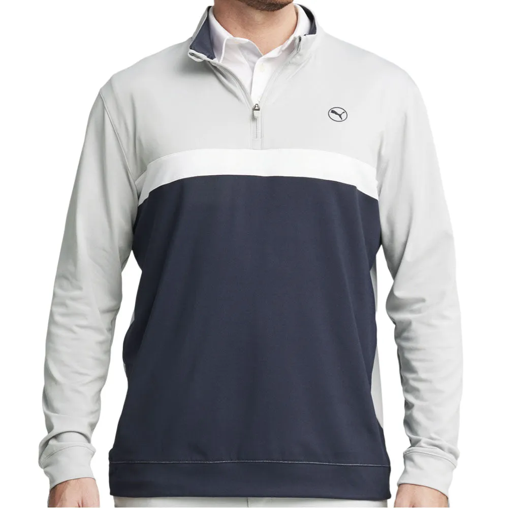 Puma Pure Colorblock 1/4 Zip Pullover - Ash Gray/Deep Navy Back To School Sale