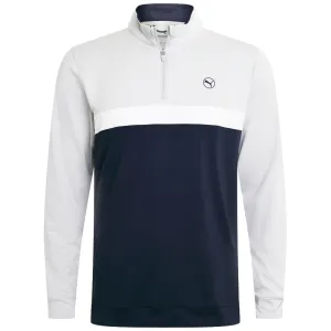 Puma Pure Colorblock 1/4 Zip Pullover - Ash Gray/Deep Navy Labor Day Sale Chase What Moves You