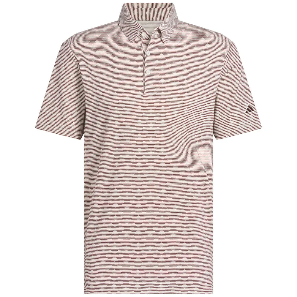 Holiday Sale Spring Sale Adidas Go-To Printed Stripe Polo Shirt - Alumina/Aurora Ruby