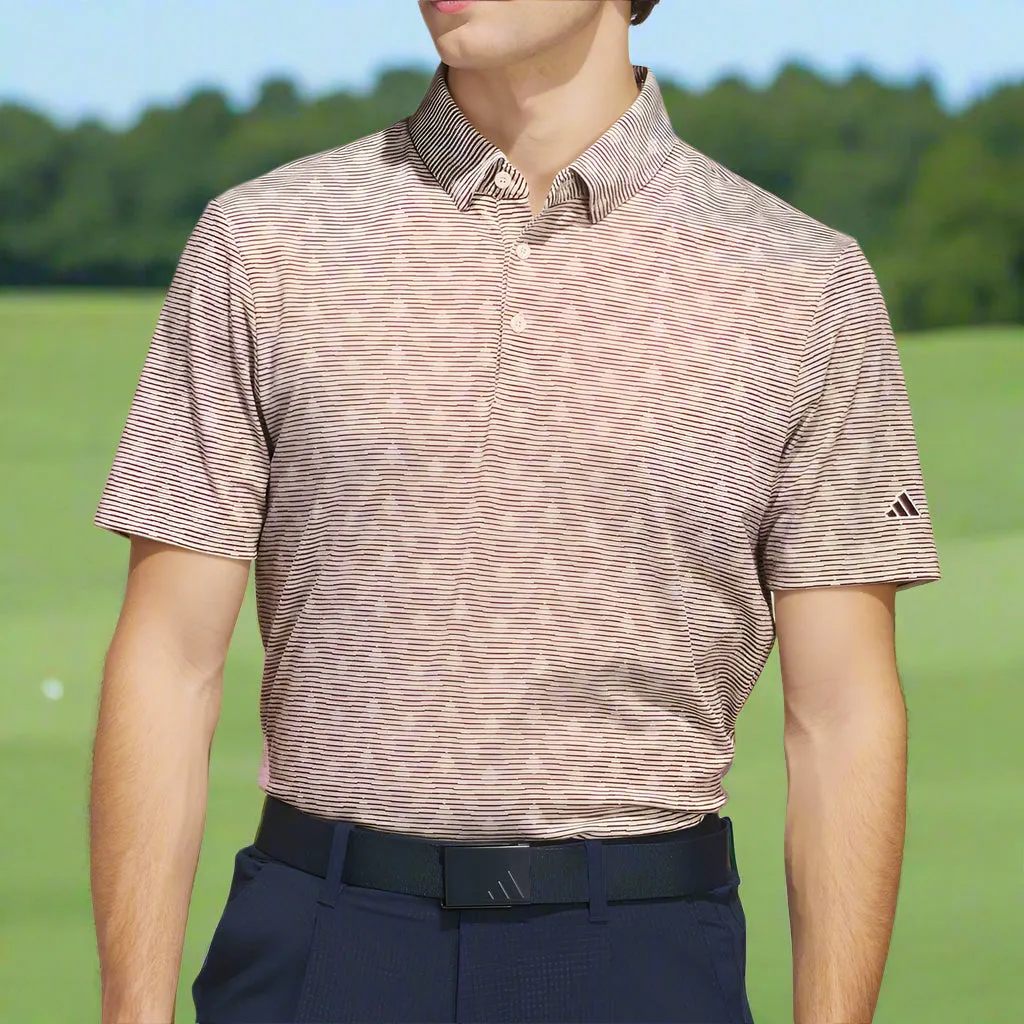 Adidas Go-To Printed Stripe Polo Shirt - Alumina/Aurora Ruby Winter Sale