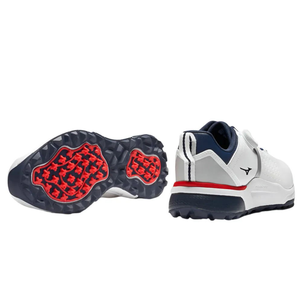 Walk with Power Deal Of The Century Mizuno Hazard Boa Spikeless Waterproof Shoes - White/Dress Blues