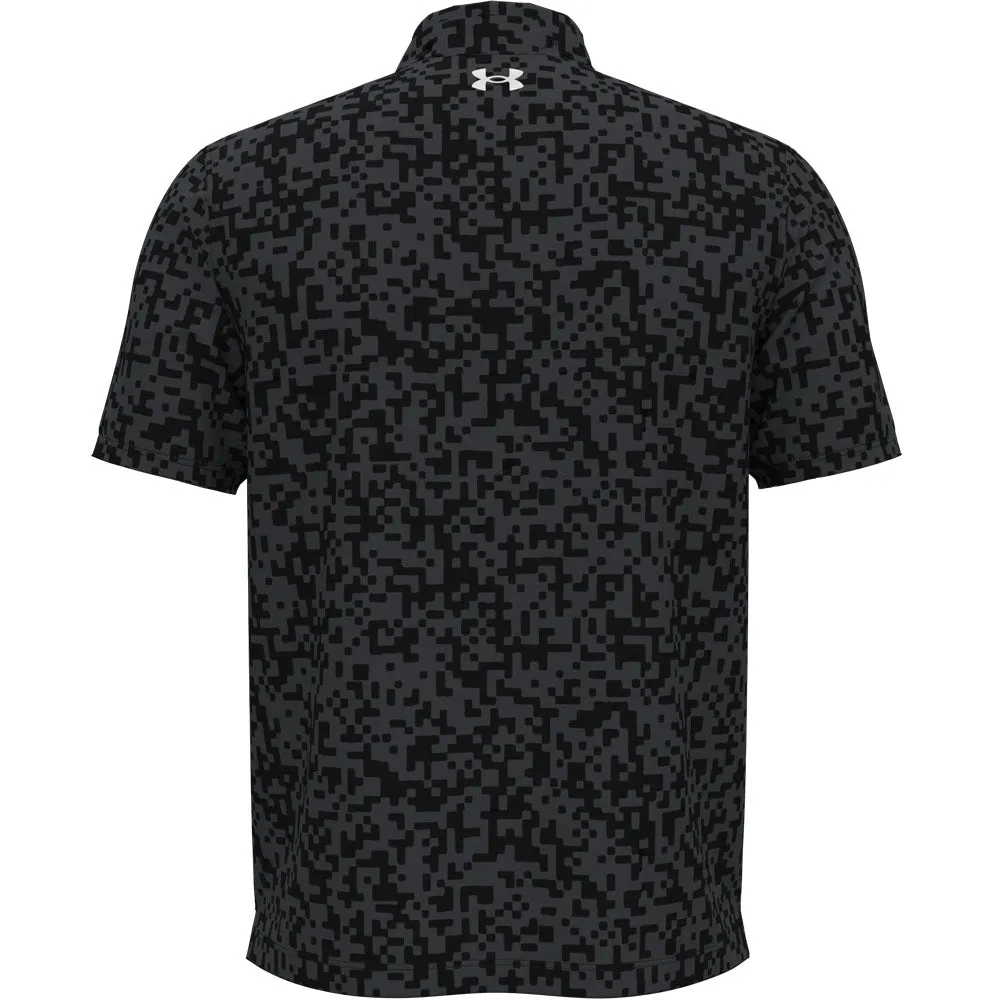Under Armour T2G Printed Polo Shirt - Black/Castlerock/White Game-Changer Footwear Own the Streets