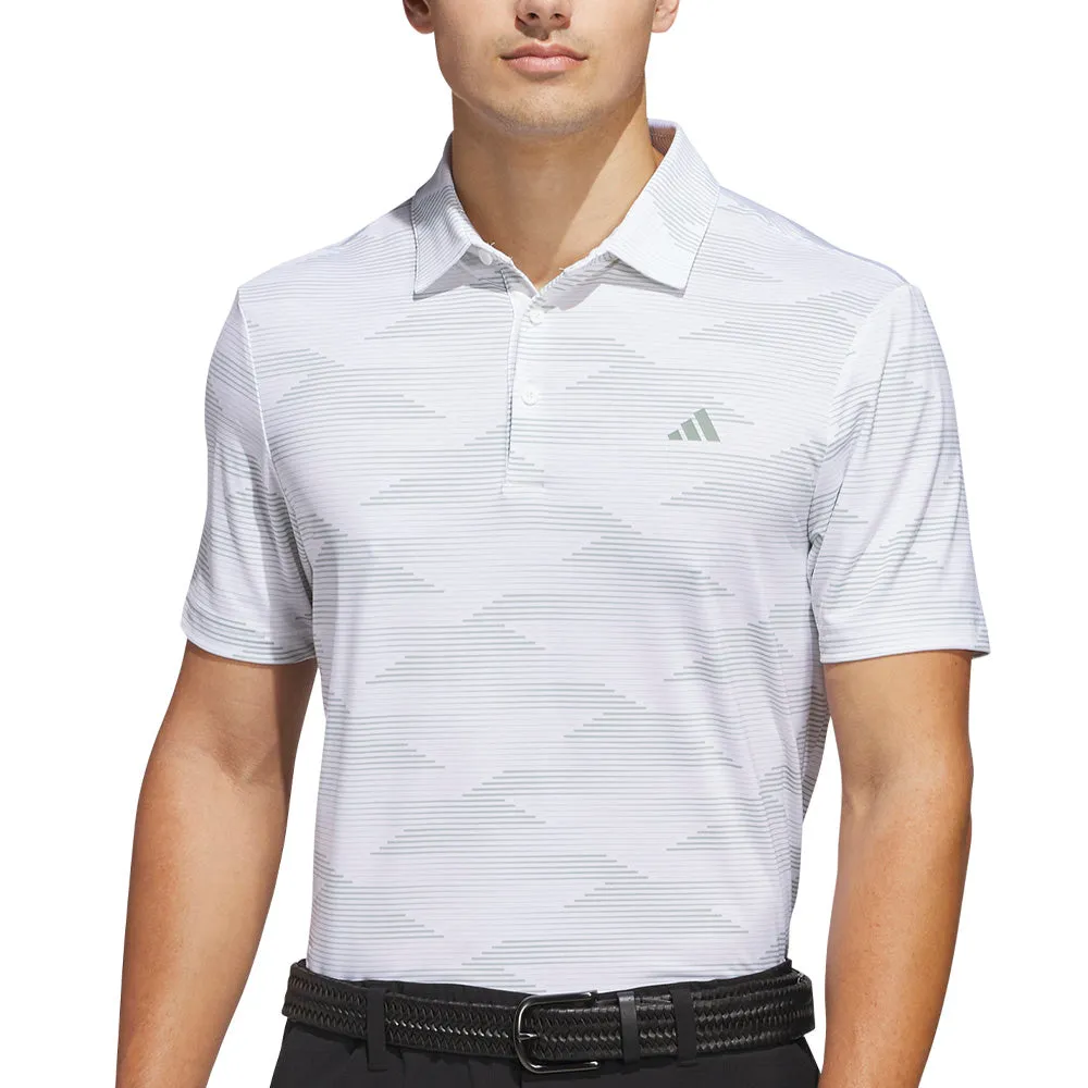 Adidas Ultimate365 Speed Stripe Polo Shirt - White/Silver Green Confidence Starts Here