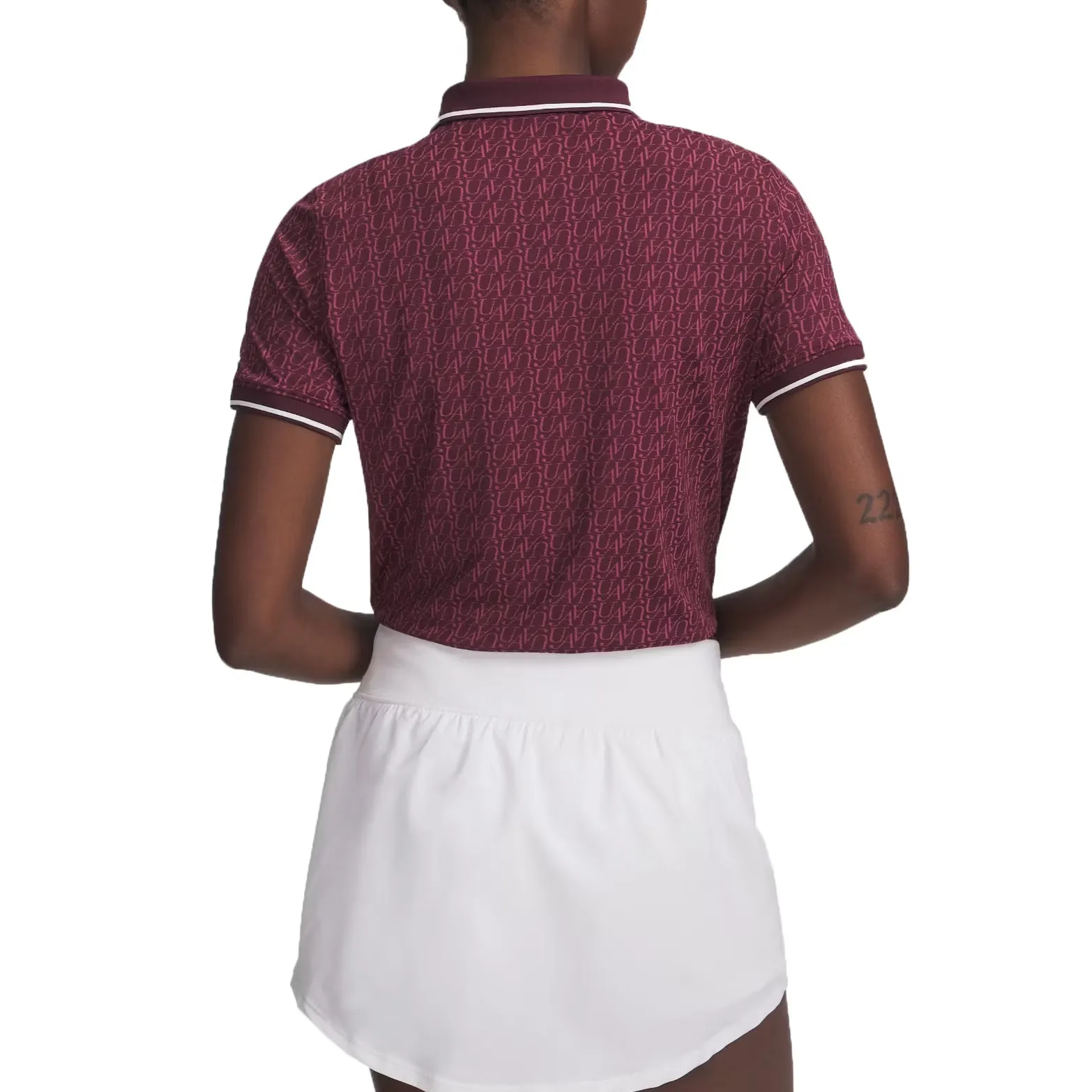 Under Armour Women'S Drive Jacquard Golf Polo Shirt - Dark Maroon/Fuchsia Dusk/White Move Beyond Ordinary