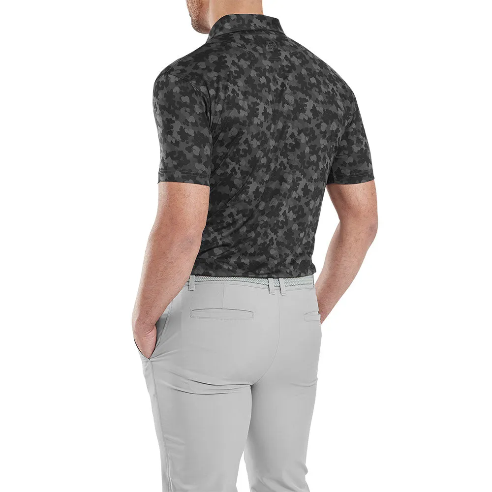 Power Every Step Footjoy Pop Camo Lisle Polo Shirt - Black