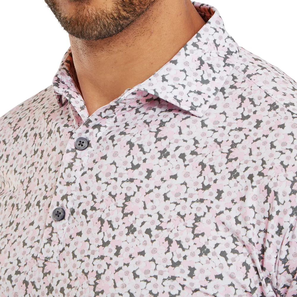 Footjoy Primrose Print Lisle Polo Shirt - Light Pink Dress from the Feet Up
