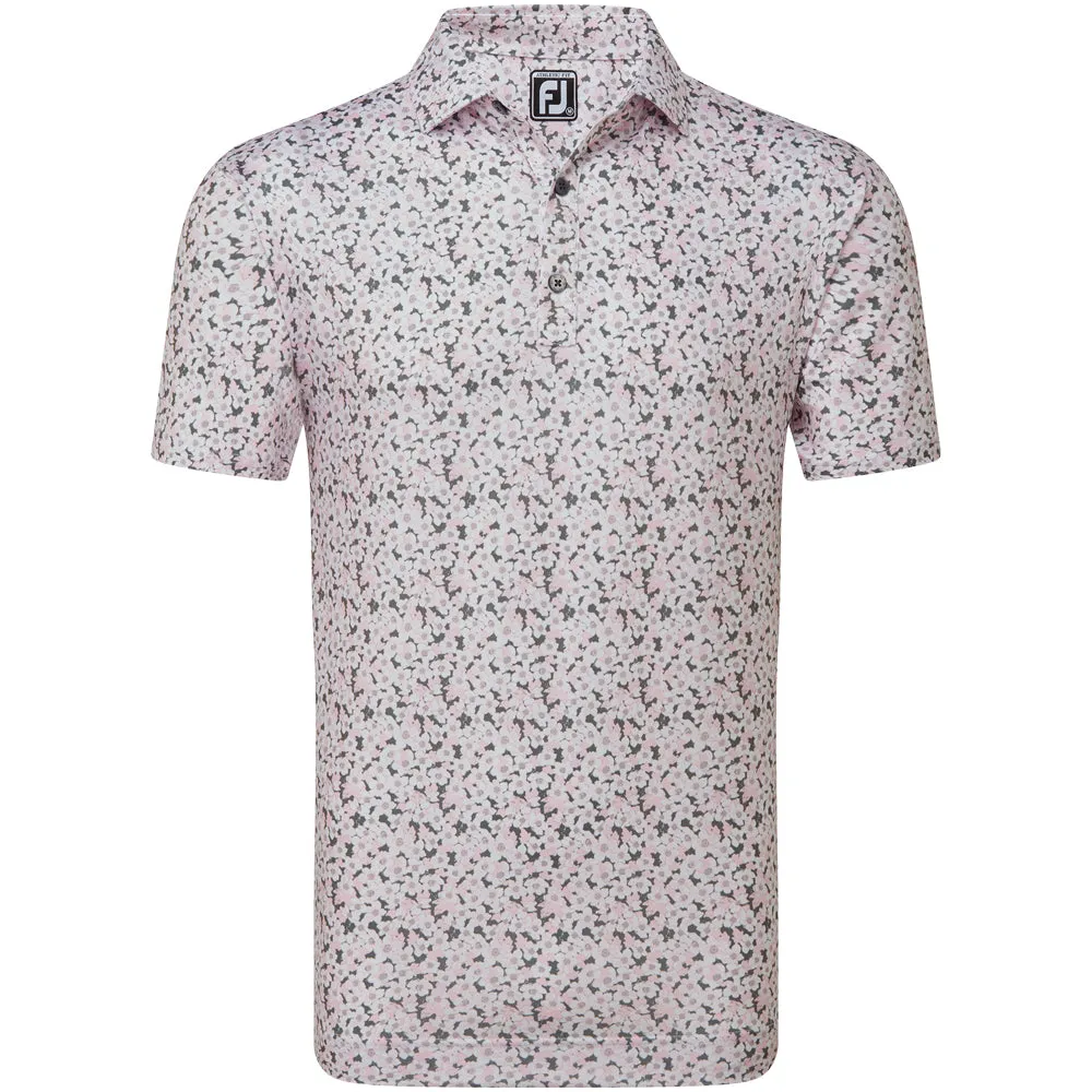 Built for the Bold Footjoy Primrose Print Lisle Polo Shirt - Light Pink