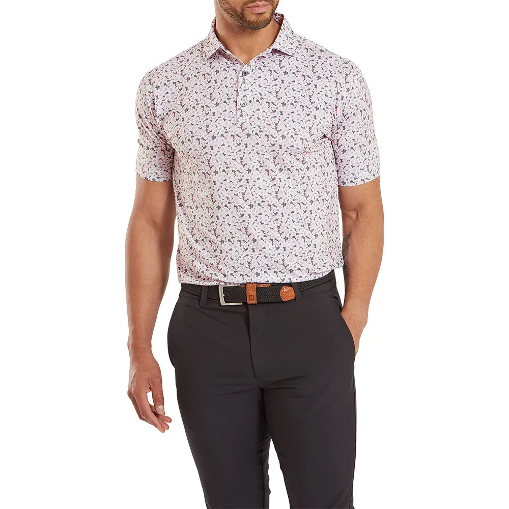 Footjoy Primrose Print Lisle Polo Shirt - Light Pink Performance Unleashed