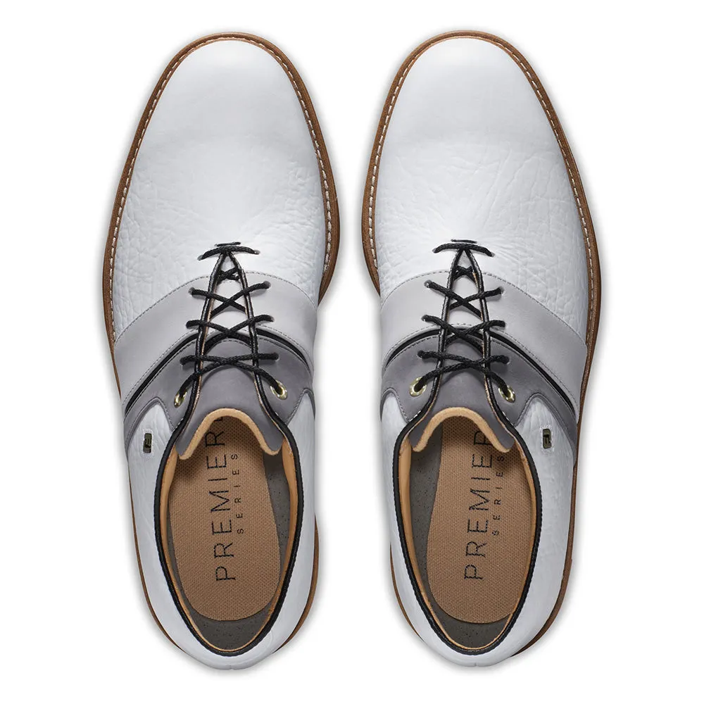 Footjoy Premiere Series Packard Lx Spiked Waterproof Shoes - White/Grey/Black Walk with Power Own Every Step