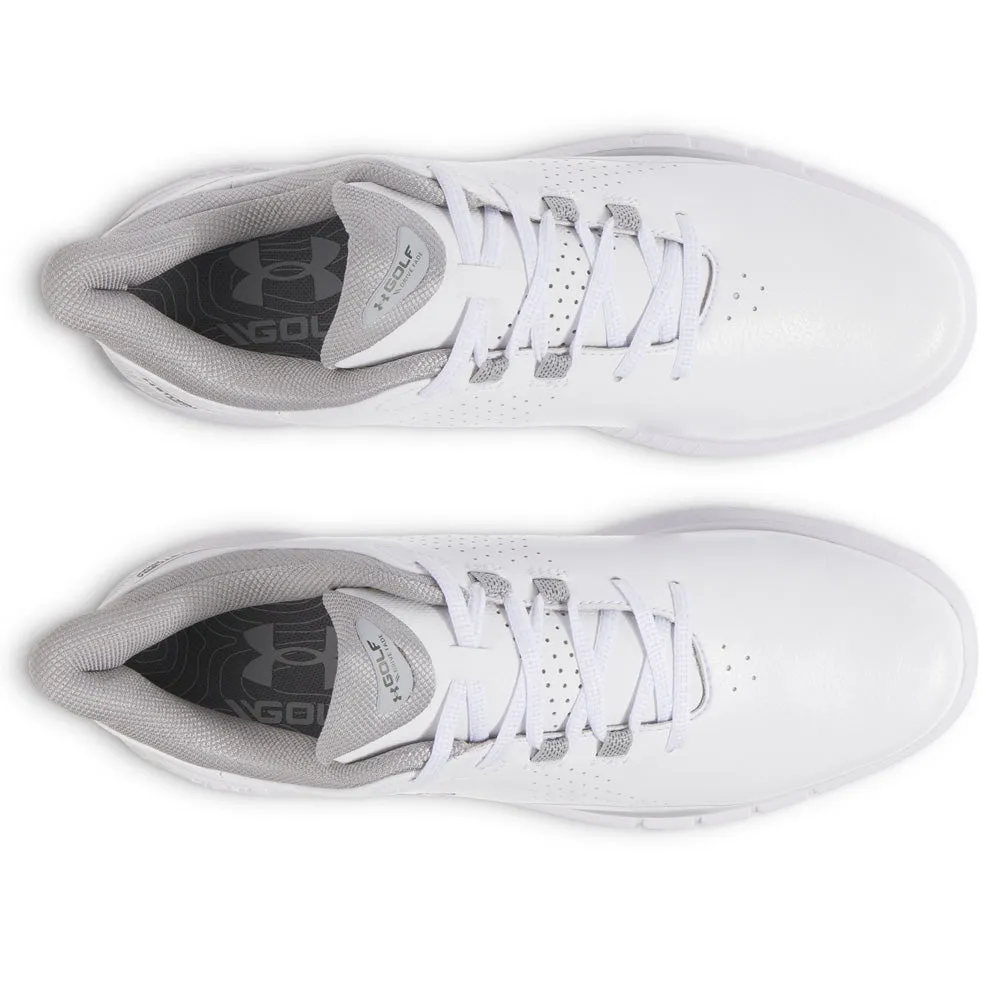 Under Armour Drive Fade Spikeless Waterproof Shoes - White/White/Metallic Silver President's Day Sale