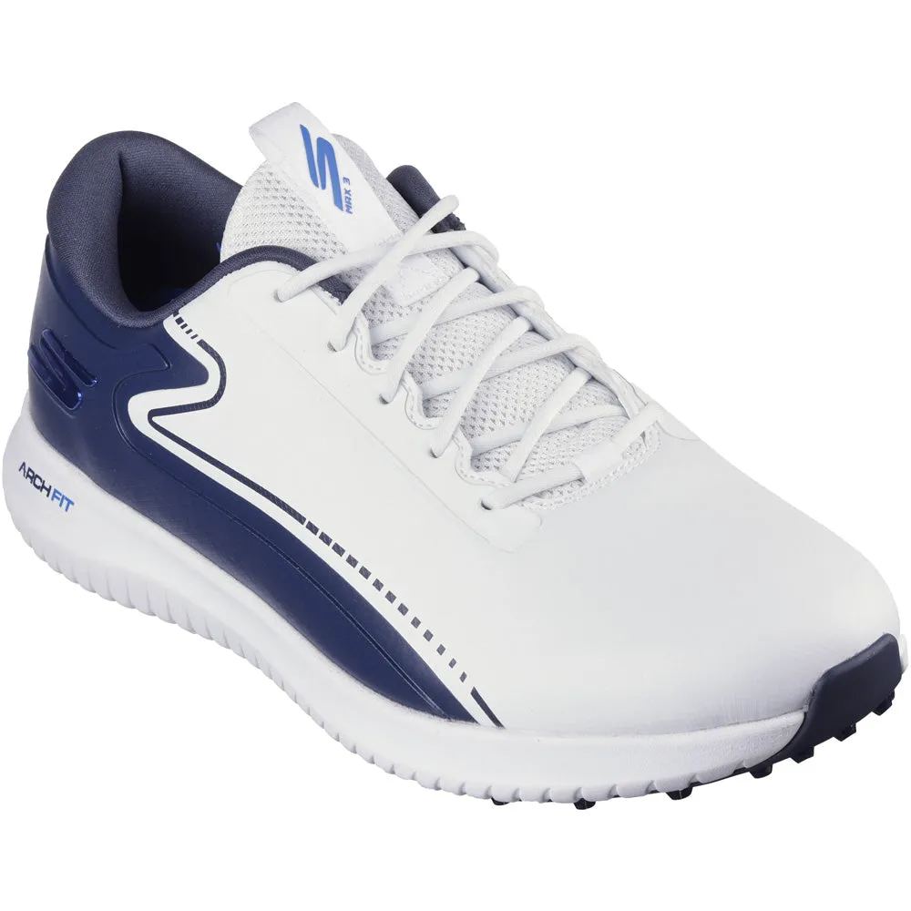 Break Boundaries Bring the Heat Skechers Go Golf Max 3 Spikeless Waterproof Shoes - White/Navy/Blue