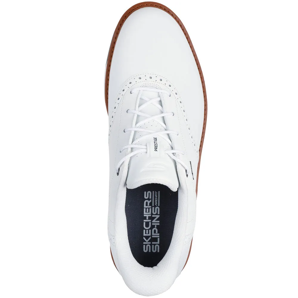 Feel the Energy Hit Your Next Level Skechers Go Golf Prestige Spiked Waterproof Shoes - White