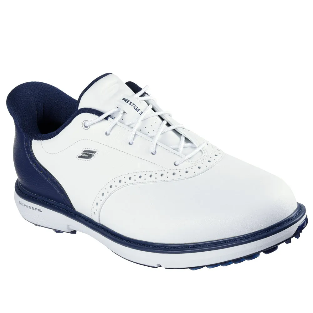 Skechers Go Golf Prestige Spikeless Waterproof Shoes - White/Navy Dare to Lead Great Value