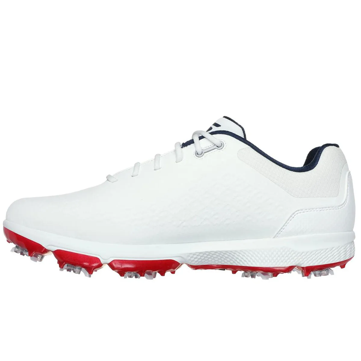 Autumn Sale Made to Move Skechers Go Golf Pro 6 Spiked Waterproof Shoes - White/Navy/Red