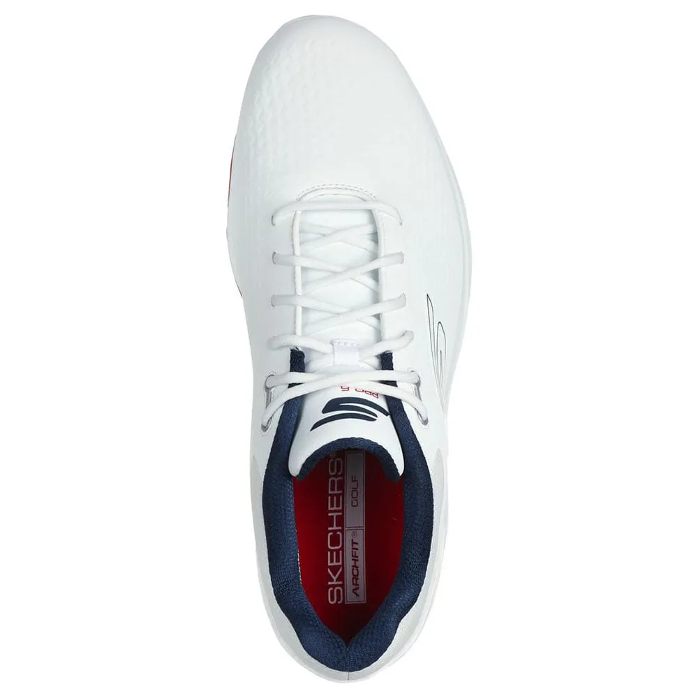 Christmas Day Sale Game-Changer Footwear Skechers Go Golf Pro 6 Spiked Waterproof Shoes - White/Navy/Red