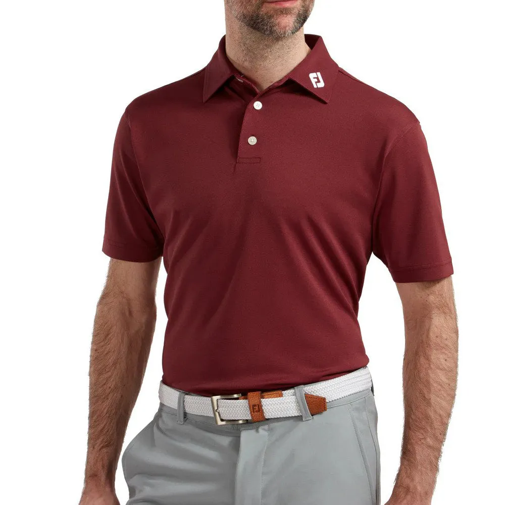 Footjoy Stretch Pique Solid Colour Polo Shirt - Maroon Push Beyond Limits Black Friday Sale